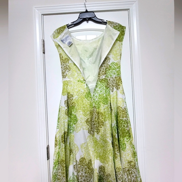 Jessica Howard Beautiful Green Print Dress Sz-10 Petite - Picture 4 of 12